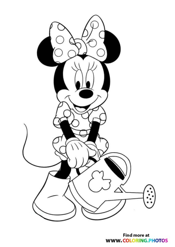 Minnie Mouse watering - Coloring Pages for kids