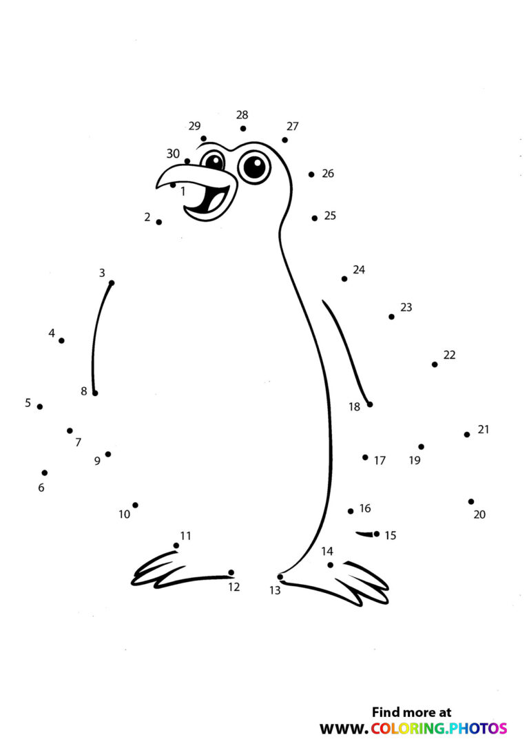 Penguin dot the dots - Coloring Pages for kids