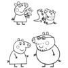 Peppa Pig with family coloring page