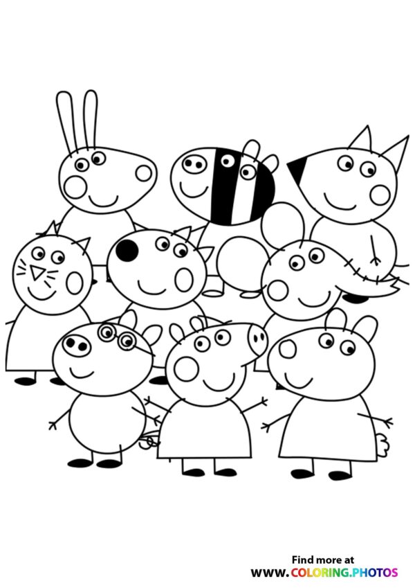 Peppa Pig and friends coloring page