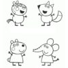 Peppa Pig with friends coloring page