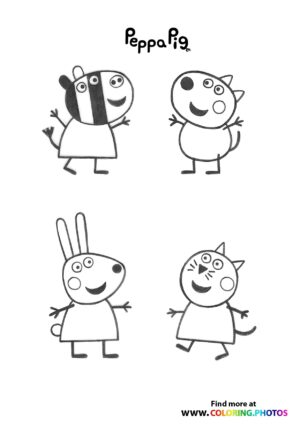 Peppa Pig and friends coloring page