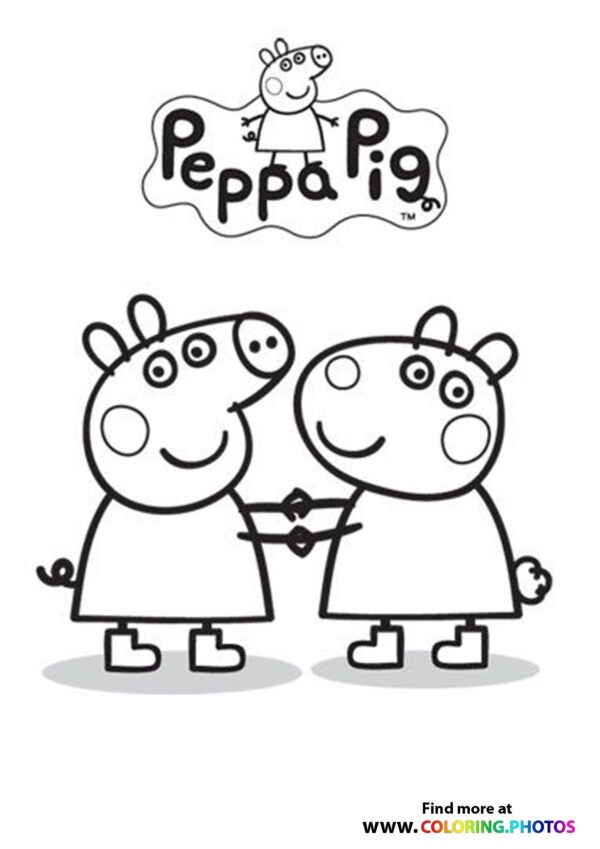 Peppa Pig and Suzzy Sheep coloring page
