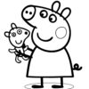 Peppa Pig with teddy bear coloring page