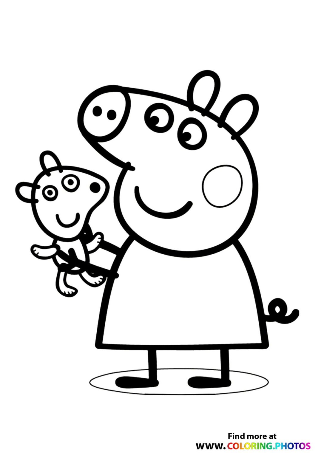 Peppa Pig with teddy bear - Coloring Pages for kids