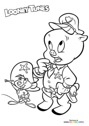 Porky Pig and Speddy coloring page