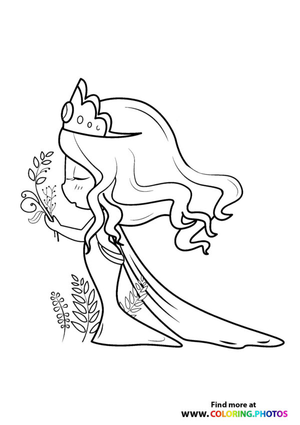 Princess walking in nature - Coloring Pages for kids