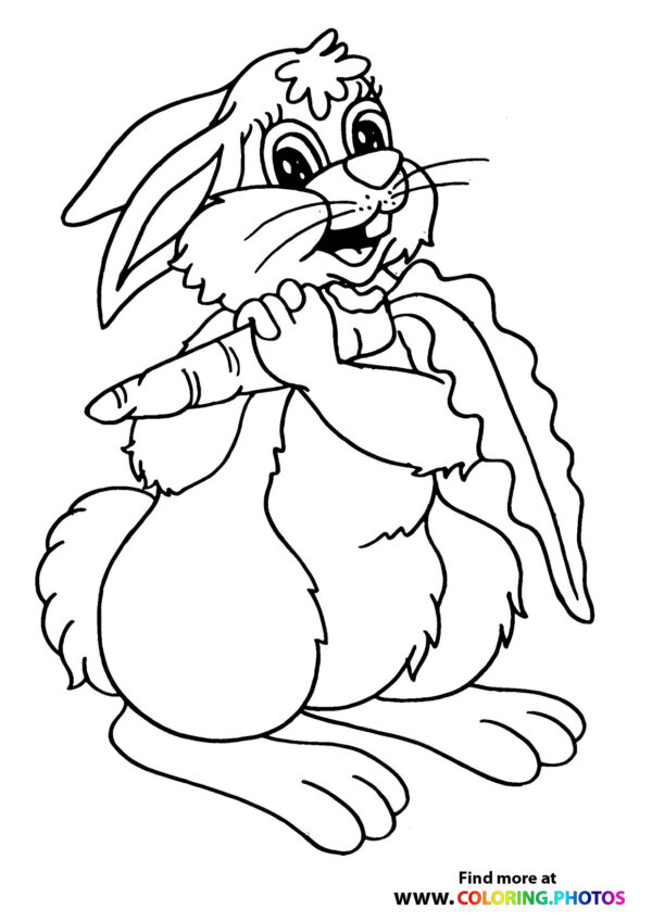 Rabbit eating carrot - Coloring Pages for kids