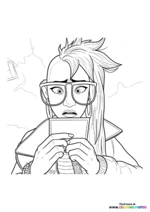 Raissa with Phone Coloring Page