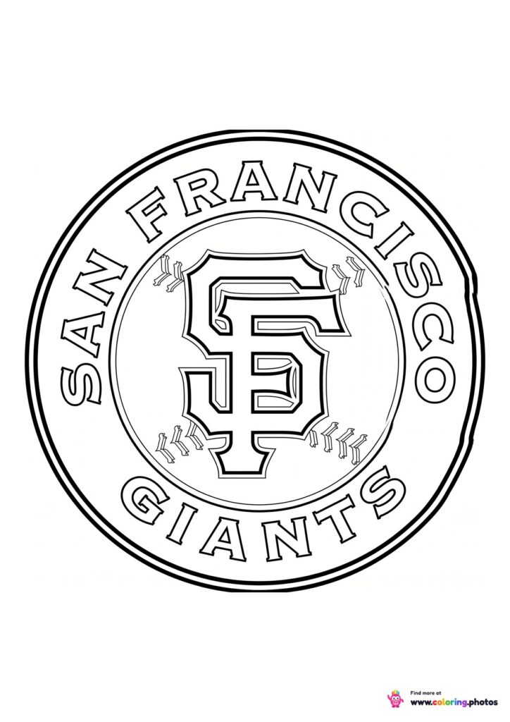 San Francisco Giants logo coloring page with the team crest in black and white outline