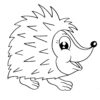 Cute smiling hedgehog with spiky back and expressive eyes coloring page