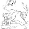 Ariel and Flounder swimming coloring page