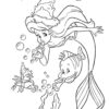 Ariel, Sebastian and Flounder playing with bubbles coloring page