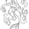 Ariel playing with fish coloring page