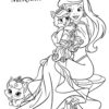 Ariel with her cats coloring page