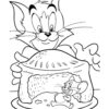 Tom and Jerry eating cake coloring page
