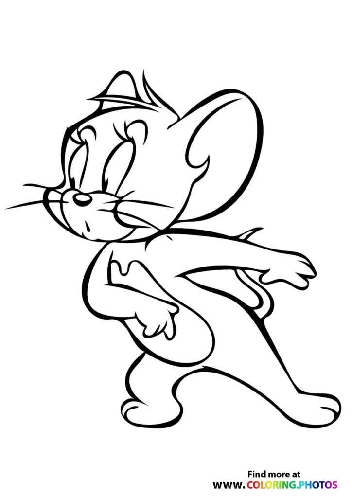 Jerry mouse wearing a cowboy hat with a big smile coloring page from Tom and Jerry