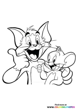 Tom and Jerry smiling coloring page