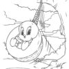 Tweety swinging in a tire coloring page