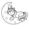 Unicorn sleeping on a moon