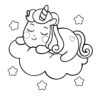 Unicorn sleeping on a cloud
