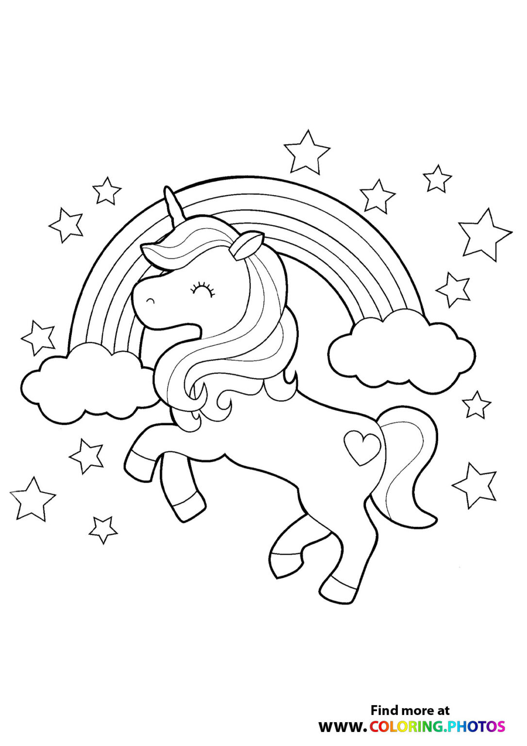 Unicorn Head With Rainbow Coloring Page Free Printable Coloring Pages ...
