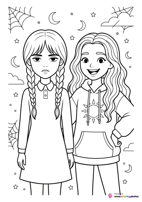Wednesday Addams and Enid together