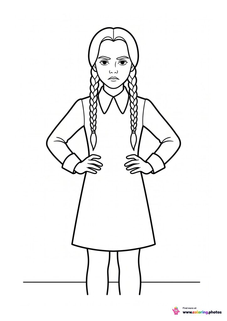 Wednesday Addams standing with hands on hips